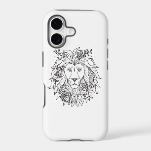 Lion And Flowers Doodle