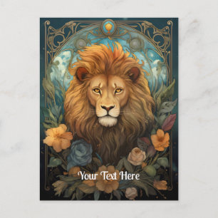 Lion and flowers postcard
