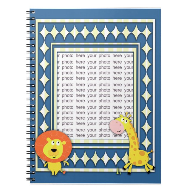 Lion and Giraffe Personalised Notebook - Add Photo (Front)