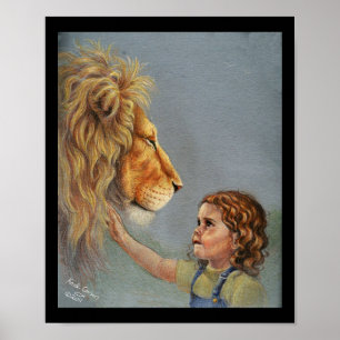 Lion and girl poster