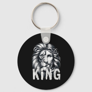 Lion And Jesus King Christian Faith Design  Key Ring