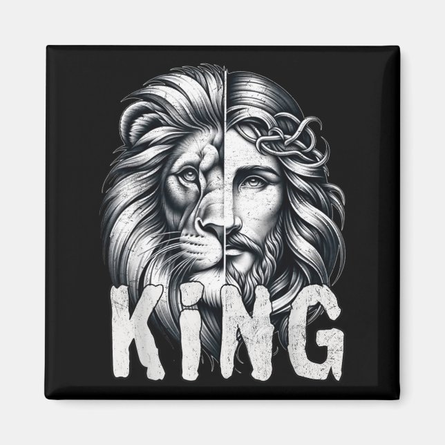 Lion And Jesus King Christian Faith Design  Magnet (Front)