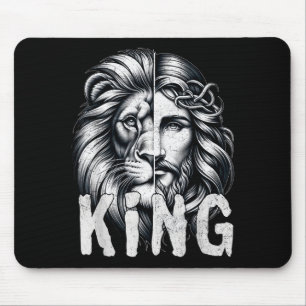 Lion And Jesus King Christian Faith Design Mouse Pad