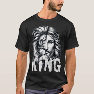 Lion And Jesus King Christian Faith Design T-Shirt