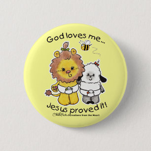 Lion and Lamb Babies 6 Cm Round Badge