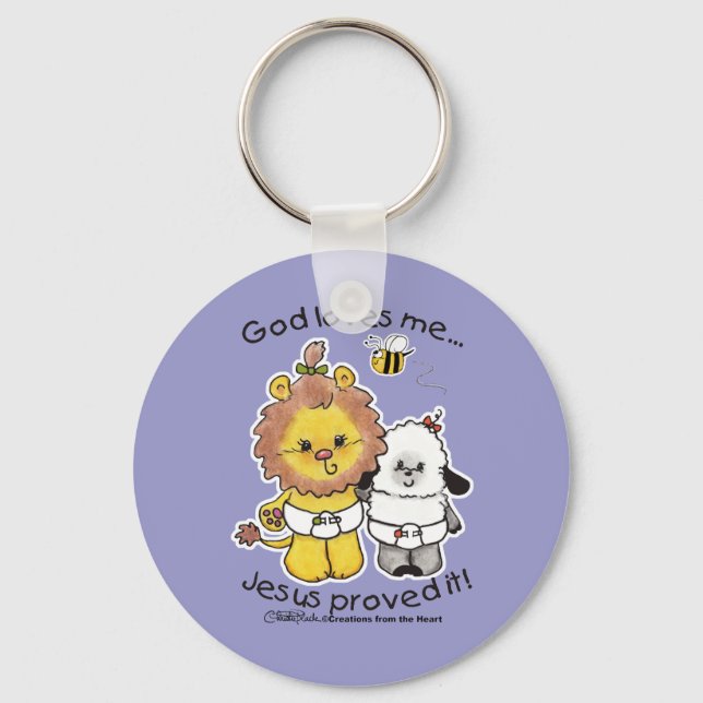 Lion and Lamb Babies Key Ring (Front)