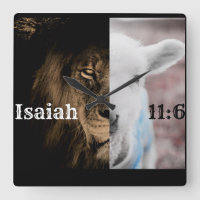 lion and lamb Bible verse wall clock