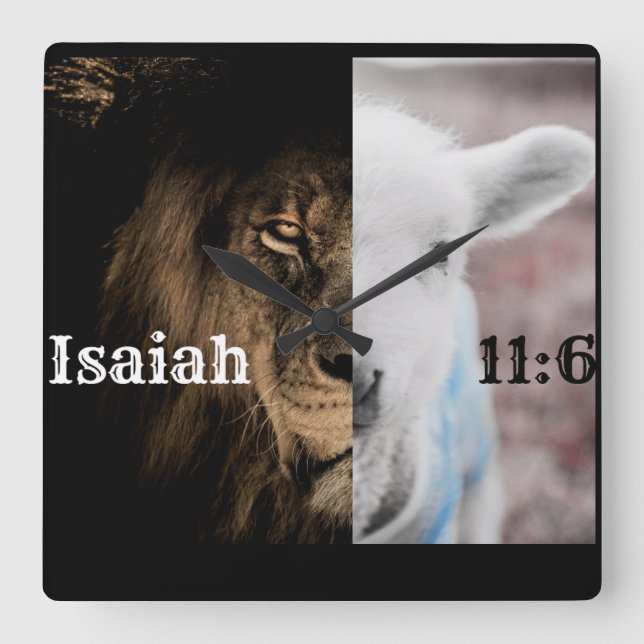 lion and lamb Bible verse wall clock (Front)
