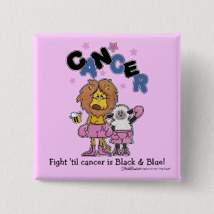Lion and Lamb Boxers-Make Cancer Black and Blue 15 Cm Square Badge