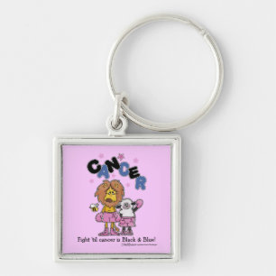 Lion and Lamb Boxers-Make Cancer Black and Blue Key Ring