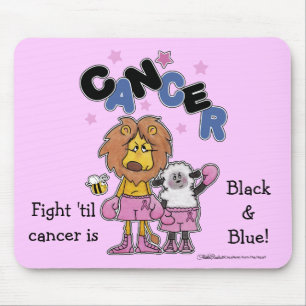 Lion and Lamb Boxers-Make Cancer Black and Blue Mouse Pad