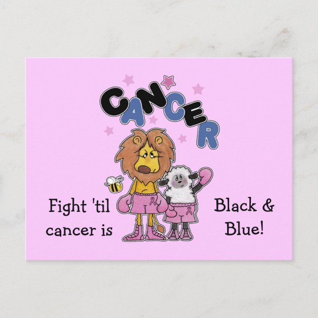 Lion and Lamb Boxers-Make Cancer Black and Blue Postcard (Front)
