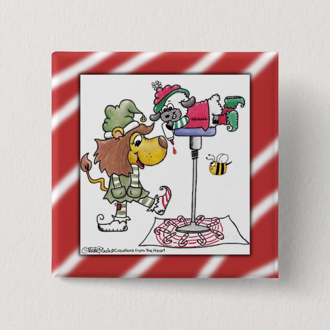 Lion and Lamb Candy Cane Makers 15 Cm Square Badge (Front)
