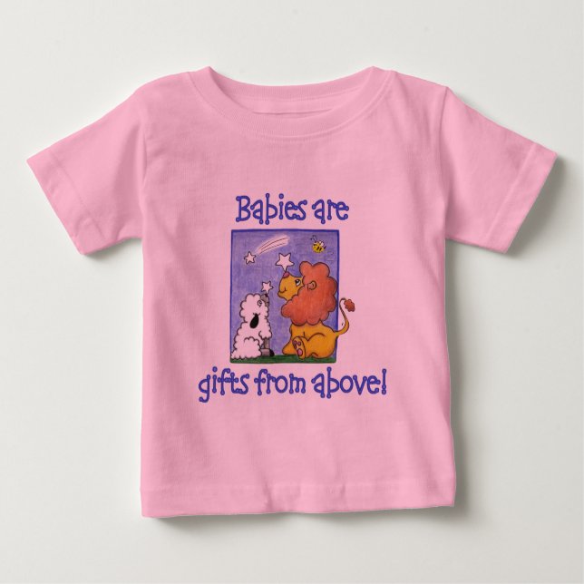 Lion and Lamb catch falling stars Baby T-Shirt (Front)