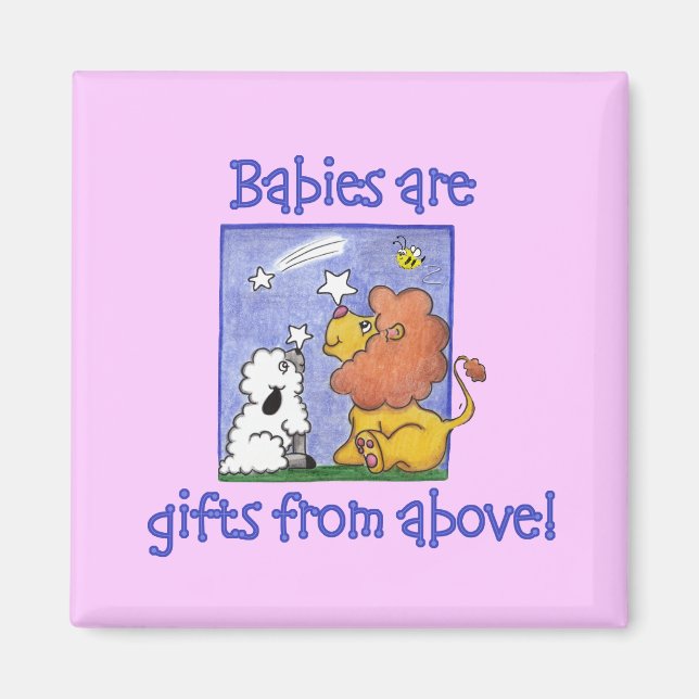 Lion and Lamb catch falling stars Magnet (Front)