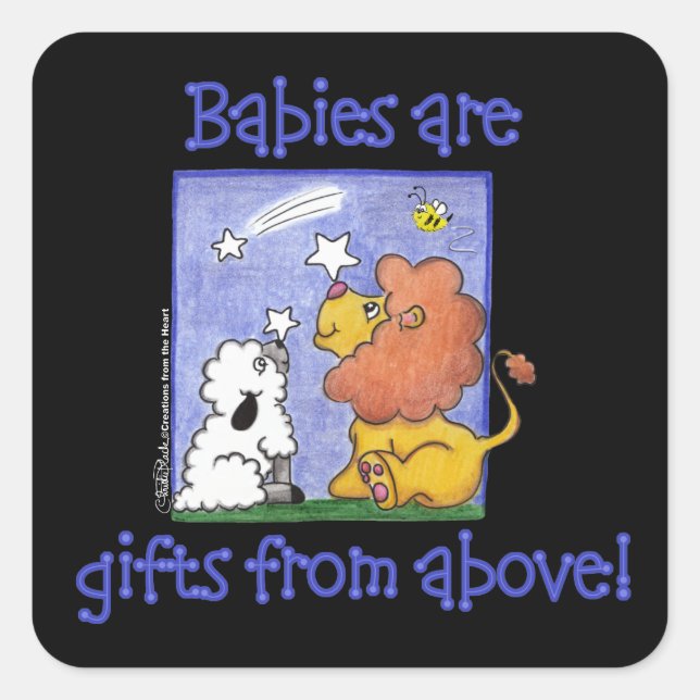 Lion and Lamb catch falling stars Square Sticker (Front)