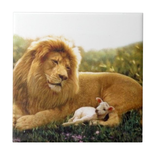 Lion and Lamb Ceramic Tile (Front)