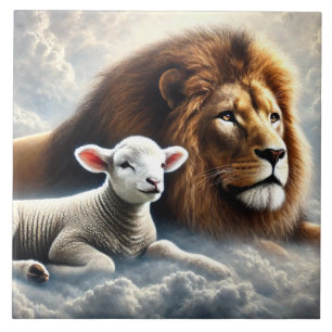 Lion and Lamb Ceramic Tile