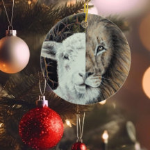 Lion and Lamb Christmas ornament customisable