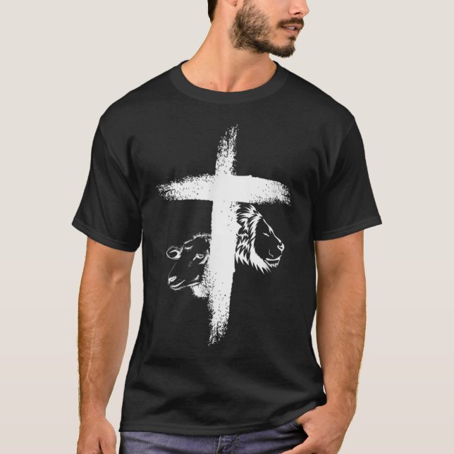 Lion and Lamb Cross1011png1011 T-Shirt (Front)