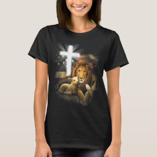 Lion And Lamb Cross Jesus Christ T-Shirt