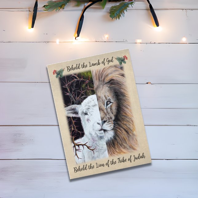 Lion and Lamb greeting card with family photo  (Creator Uploaded)