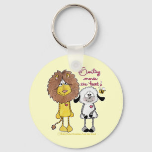 Lion and Lamb Heart Patches Key Ring