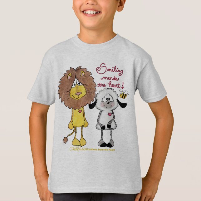 Lion and Lamb Heart Patches T-Shirt (Front)