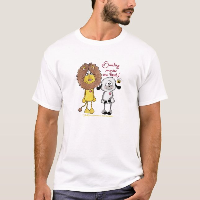 Lion and Lamb Heart Patches T-Shirt (Front)