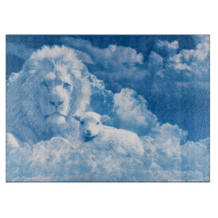 Lion and Lamb in the Clouds Cutting Board