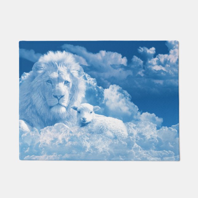 Lion and Lamb in the Clouds Doormat (Front)