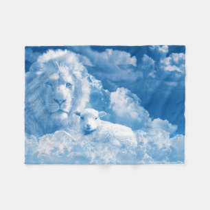 Lion and Lamb in the Clouds Fleece Blanket