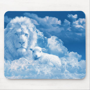 Lion and Lamb in the Clouds Mouse Pad