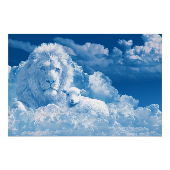 Lion and Lamb in the Clouds Poster (Front)