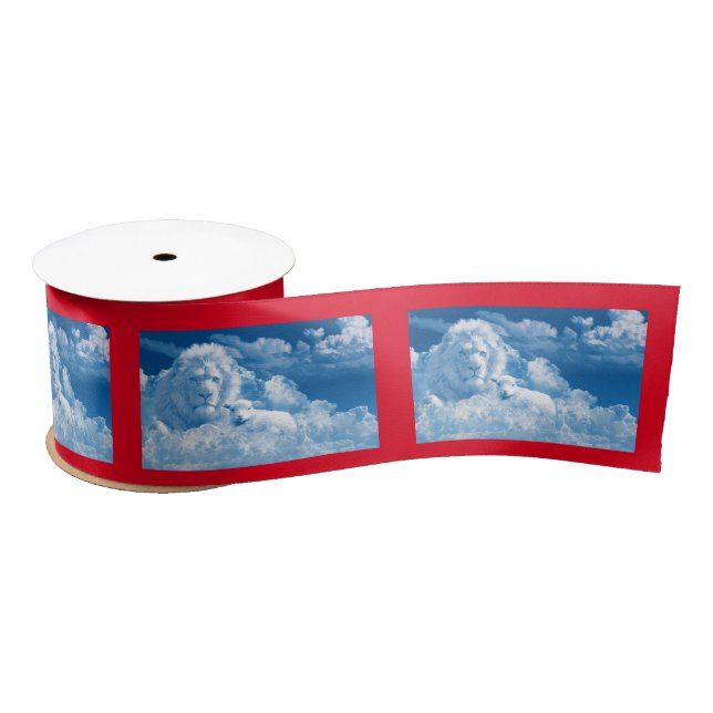 Lion and Lamb in the Clouds Satin Ribbon (Spool)