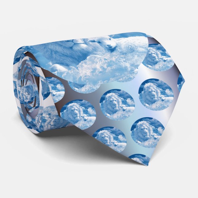 Lion and Lamb in the Clouds Tie (Rolled)