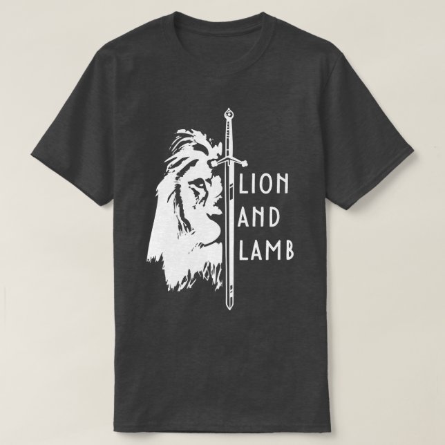 Lion And Lamb Jesus God Lion Lamb Belief Bible T-Shirt (Design Front)