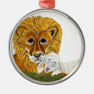 Lion And Lamb Metal Tree Decoration