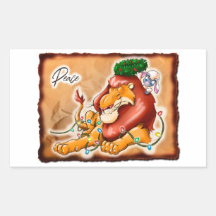 LION AND LAMB PEACE by Jeff Willis Art Rectangular Sticker
