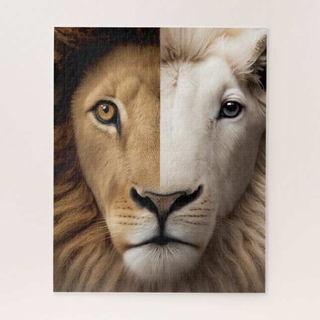 Lion and Lamb Puzzle, In Like Lion, Out Like Lamb Jigsaw Puzzle (Vertical)