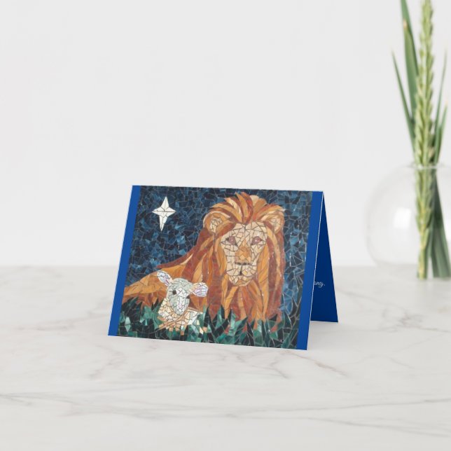 Lion and Lamb Religious Christmas Card (Front)