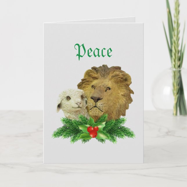 Lion and Lamb Religious Christmas Holiday Card (Front)