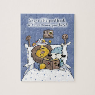 Lion and Lamb Share THE Good Book Jigsaw Puzzle