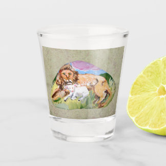 Lion 🦁 And Lamb 🐑  Shot Glass
