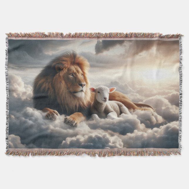 Lion and Lamb Throw Blanket (Front)