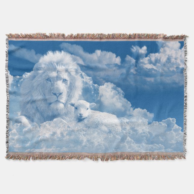 Lion and Lamb Throw Blanket (Front)