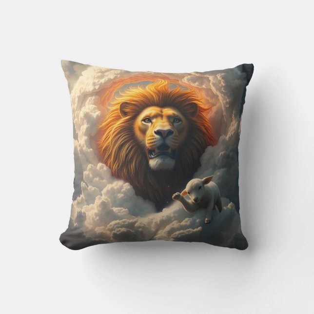 Lion and Lamb Throw Pillow (Front)