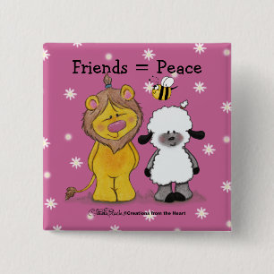 Lion and Lamb True Friends 15 Cm Square Badge
