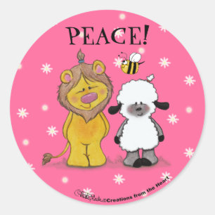 Lion and Lamb True Friends Classic Round Sticker