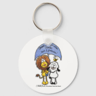 Lion and Lamb Under Umbrella Key Ring